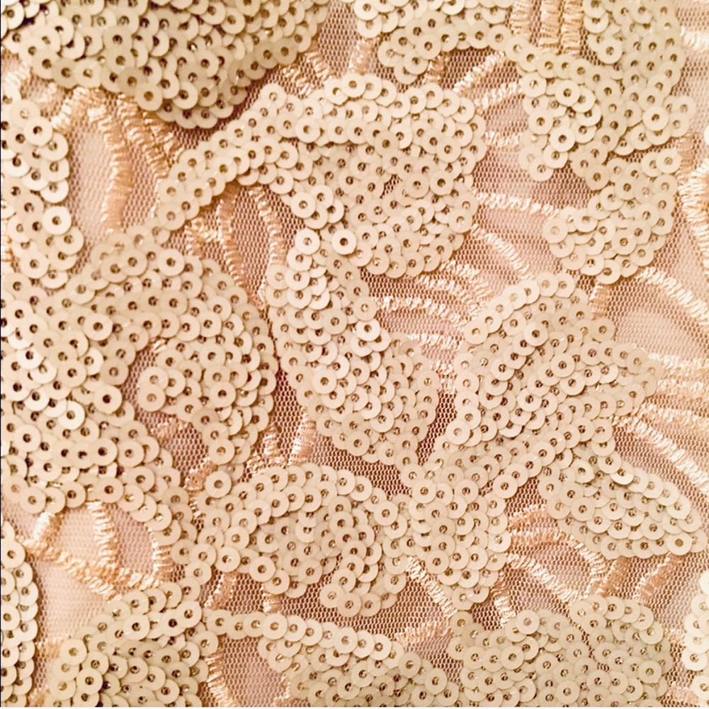 🛳 Designer’s Aidan Mattox Beige Drape Chiffon Cocktail Sequin Dress - Picture 6 of 16